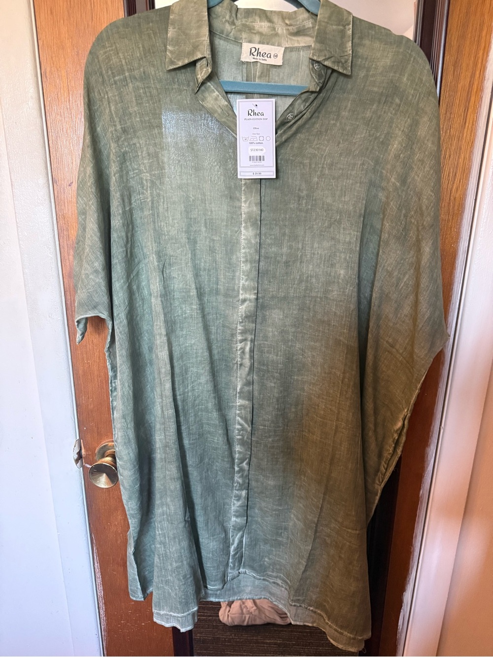 Olive Green Women’s Casual Linen Beach Coverup  Shirt